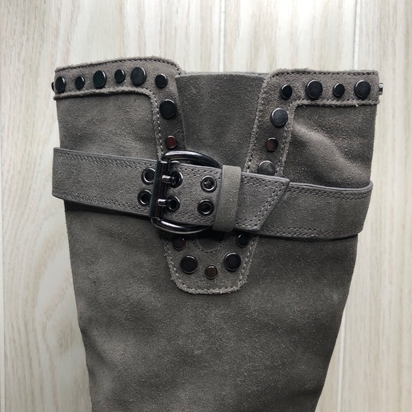 Sam Edelman Deryn Buckle Studded Suede Heeled Boot - Picture 3 of 10